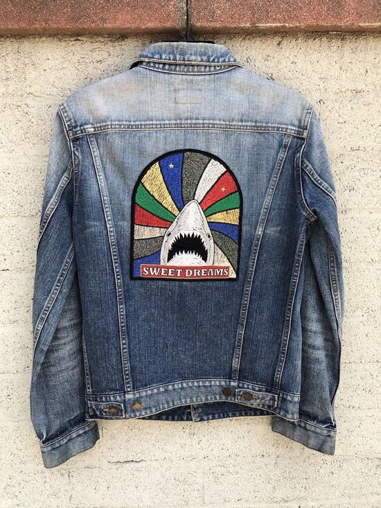 Saint Laurent Other - Saint Laurent Paris Sweet Dreams Shark Embroidered Denim Jacket Blue Sz S